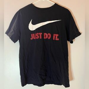 Nike Men's Black Tee with Red and White Logo